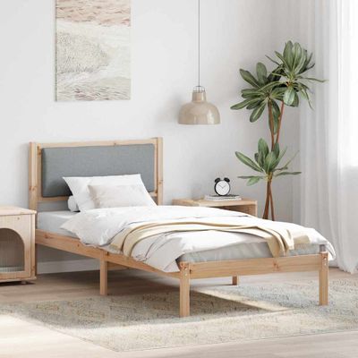vidaXL Rám postele Svetlosivá 90 x 200 cm Masívne borovicové drevo