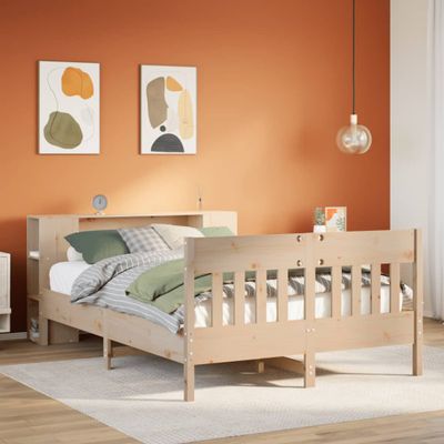 vidaXL Posteľ s knižnicou bez matraca 150x200 cm borovicový masív
