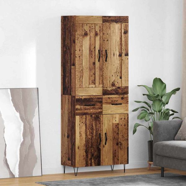 vidaXL Highboard Staré drevo 69,5 x 34 x 180 cm Kompozitné drevo
