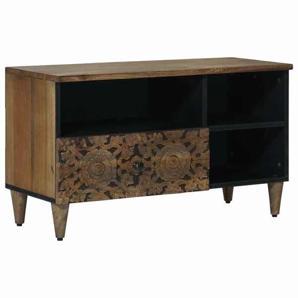 vidaXL TV skrinka Hnedá 80 x 33,5 x 46 cm Masívne mango drevo