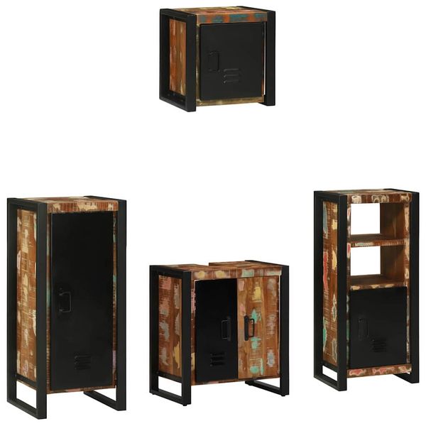 vidaXL Sada kúpeľňového nábytku Nástenný 4 pcs Masívne obnovené drevo