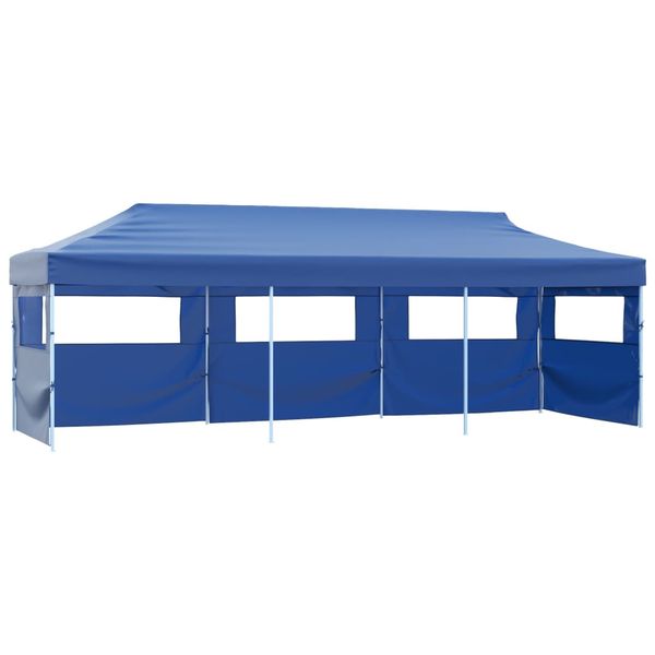 vidaXL Skladací párty stan s 5 bočnými stenami 3x9 m modrý