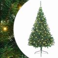 vidaXL Umelý predsvietený vianočný stromček Zelená 240 cm PVC