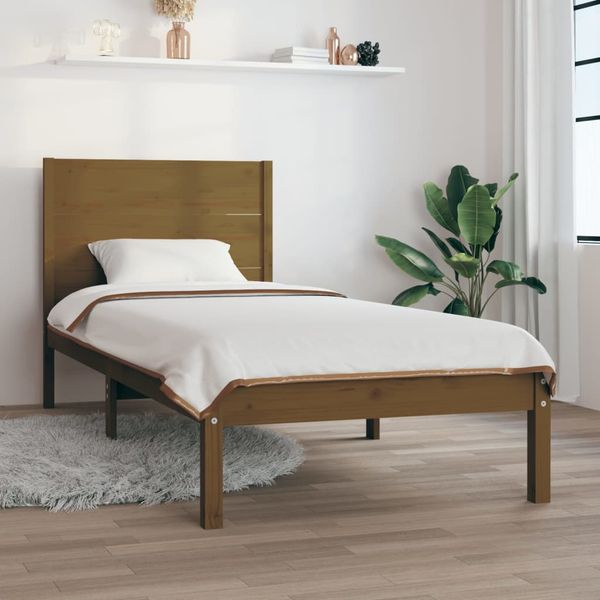 vidaXL Posteľný rám, medový, drevený masív 90x190 cm, jednolôžko