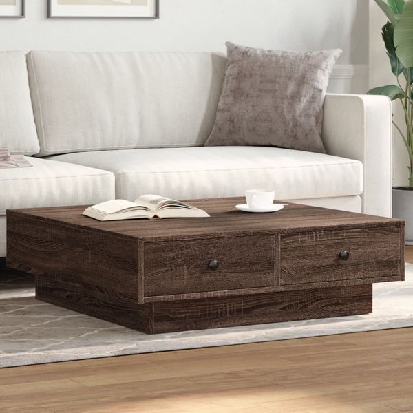 vidaXL Konferenčný stolík hnedý dub 90x90x28 cm spracované drevo