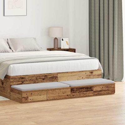 vidaXL Zásuvky pod posteľ Staré drevo 150 x 36,5 x 16,5 cm