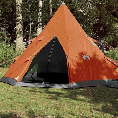 vidaXL Kempingový stan, típí, 4 osoby, oranžový, vodoodolný