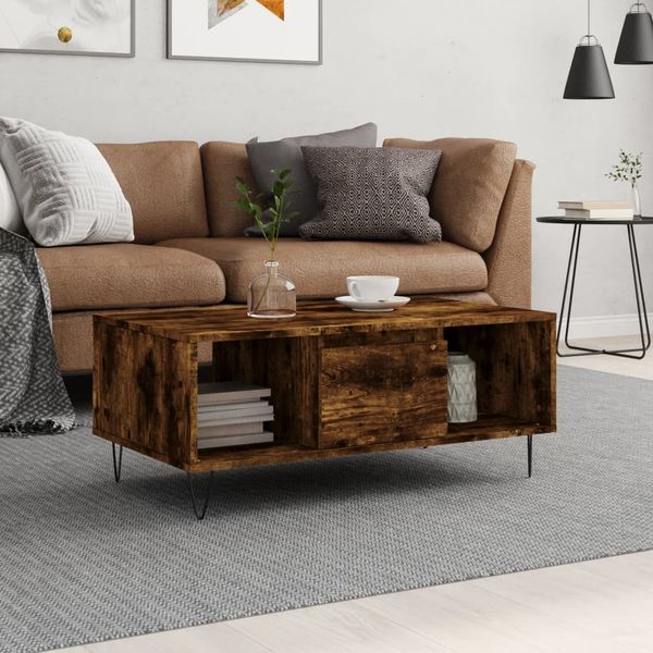 vidaXL Konferenčný stolík dymový dub 90x50x36,5 cm spracované drevo