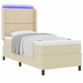 vidaXL LED box s pružinami s čelnou doskou Krémová 100 x 200 cm látka