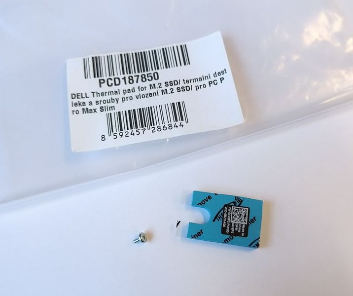 DELL Thermal pad for M.2 SSD/ termální destička a šrouby pro vložení M.2 SSD/ pro PC Pro Max Slim Teplovodivá podložka, pro vložení M.2 SSD, vcetne šroubu, pro Dell Pro Max Slim