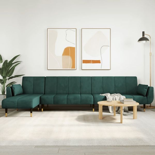 vidaXL Pohovka v tvare L tmavozelená 275x140x70 cm zamat