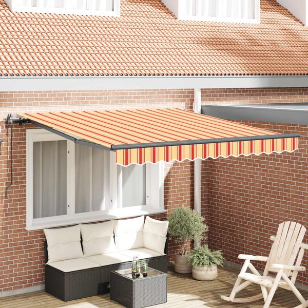 vidaXL Sklopná markíza Žltá a oranžová 300 x 250 cm Tkanina a hliník