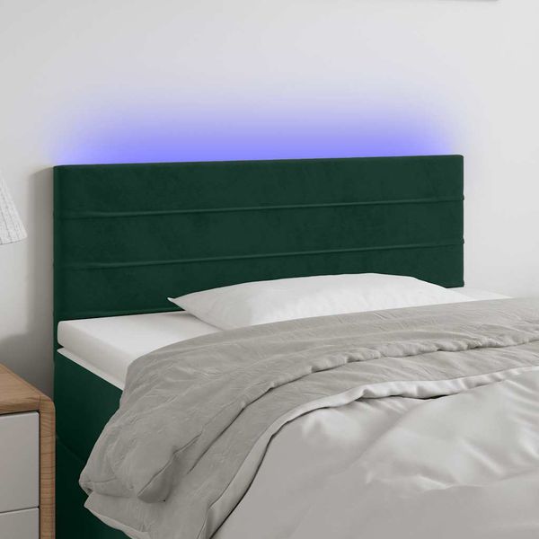 vidaXL Čelo postele s LED tmavozelené 80x5x78/88 cm zamat