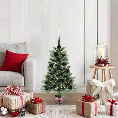 vidaXL Vianočný stromček s 150 LED-i so stojanom Zelená 90 cm PE