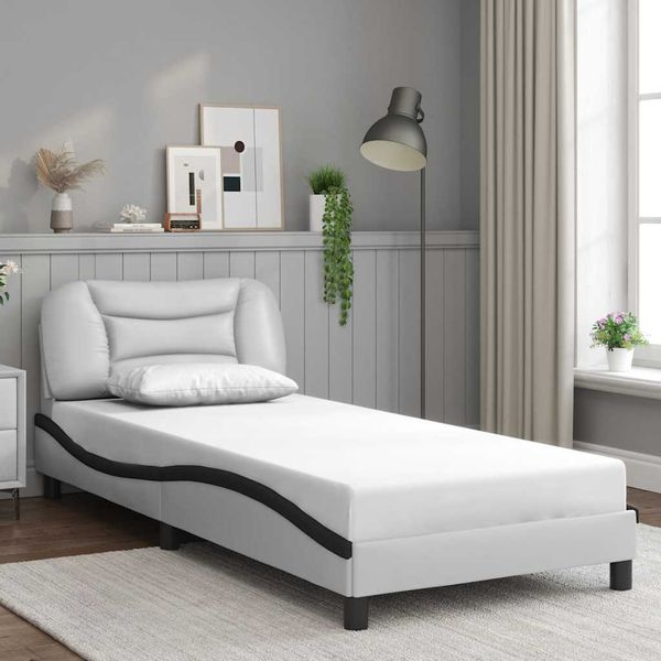 vidaXL Rám postele bez matraca Hvar bielo-čierny 80x200 cm umelá koža