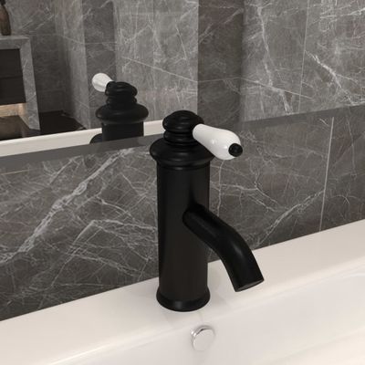 vidaXL Kúpelňová vodovodná batéria čierna 130x180 mm