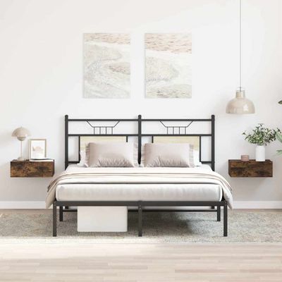 vidaXL Nástenné nočné stolíky 2 ks dymový dub 40x30x15 cm sprac.drevo