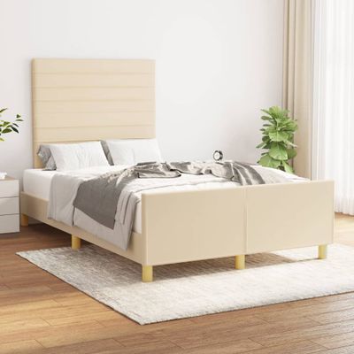 vidaXL Posteľ bez matraca krémová 120x190 cm látka