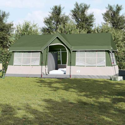 vidaXL Rodinný stan so strechou Zelená a béžová 622 x 295 x 238 cm
