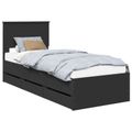 vidaXL Rám postele so zásuvkou Čierna 75 x 190 cm Inžinierske drevo
