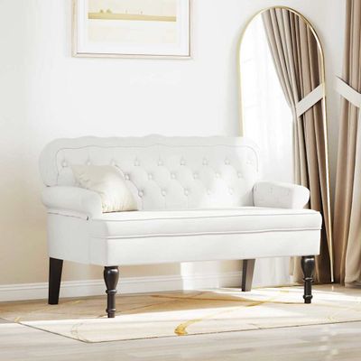 vidaXL Chesterfield lavica Biela 119,5 x 64,5 x 75 cm Umelá koža