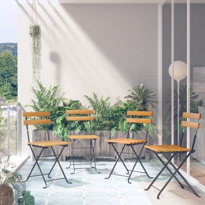 vidaXL Skladacia bistro stolička 4 ks, masívne akáciové drevo