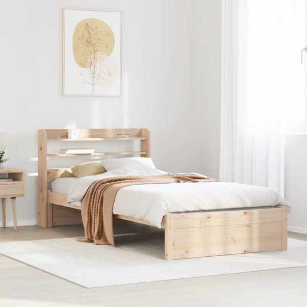 vidaXL Posteľný rám s čelom biely 75x190 cm borovicový masív