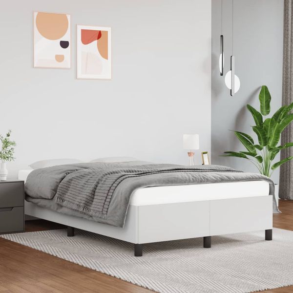 vidaXL Posteľ bez matraca biela 120x190 cm umelá koža