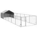vidaXL Vonkajšia búda pre psov s výbehom, 8x2x1,5 m, pozinkovaná oceľ