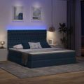 vidaXL LED úložná posteľ s matracom Modrá 160 x 200 cm Látka