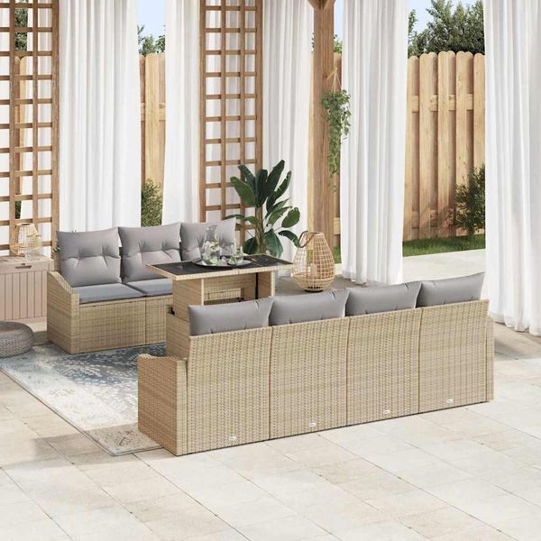 vidaXL Súprava záhradných pohoviek 8 pcs Beige a svetlo šedá polyratan