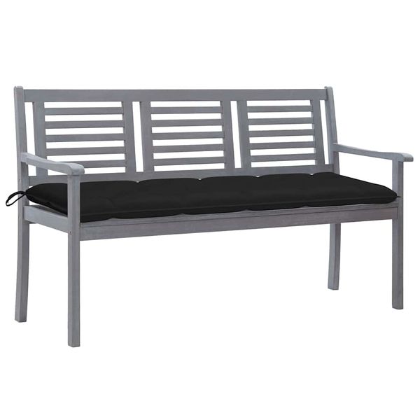vidaXL 3-miestna záhradná lavica s vankúšom 150 cm sivá eukalyptus