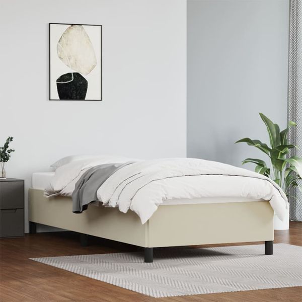 vidaXL Posteľný rám krémový 90x190 cm umelá koža