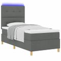 vidaXL LED box s pružinami Tmavo šedá 80 x 200 cm látka
