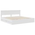 vidaXL Rám postele so zásuvkou Biela 200 x 200 cm Inžinierske drevo