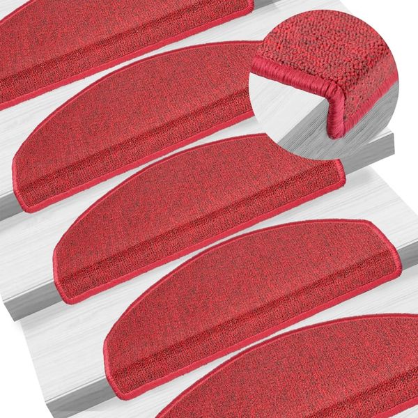 vidaXL Schodové rohože 5 ks 65x24x4 cm červené polkruhové veľké