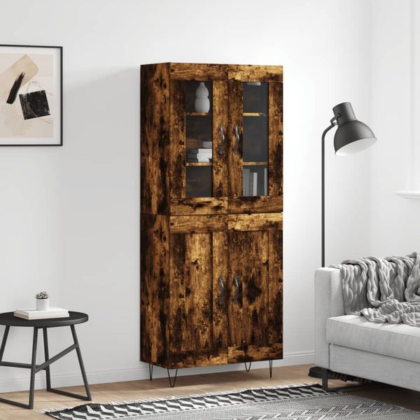 vidaXL Vysoká skrinka dymový dub 69,5x34x180 cm spracované drevo
