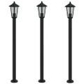 vidaXL Vonkajšie stojace lampy 3 ks čierne 120 cm nehrdzavejúca oceľ
