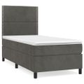 vidaXL Posteľný rám boxspring s matracom tmavosivý 80x200 cm zamat