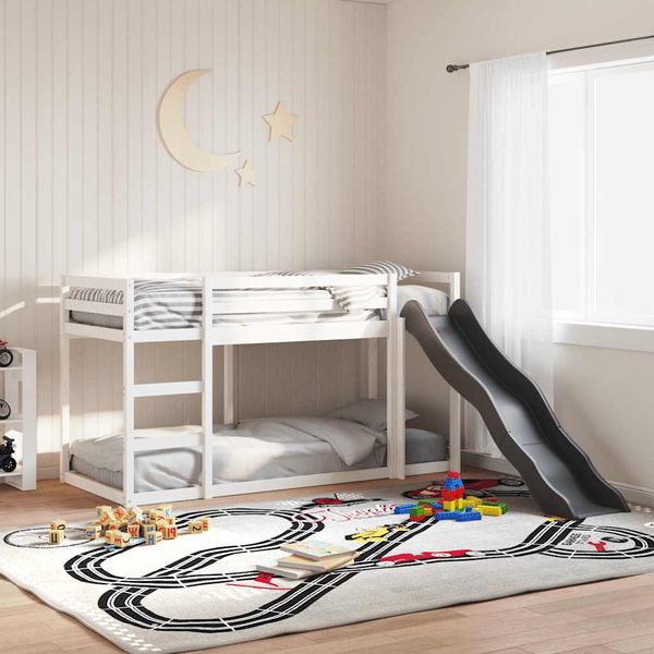 vidaXL Poschodová posteľ šmýkačka a rebrík biela 90x200 cm borovica