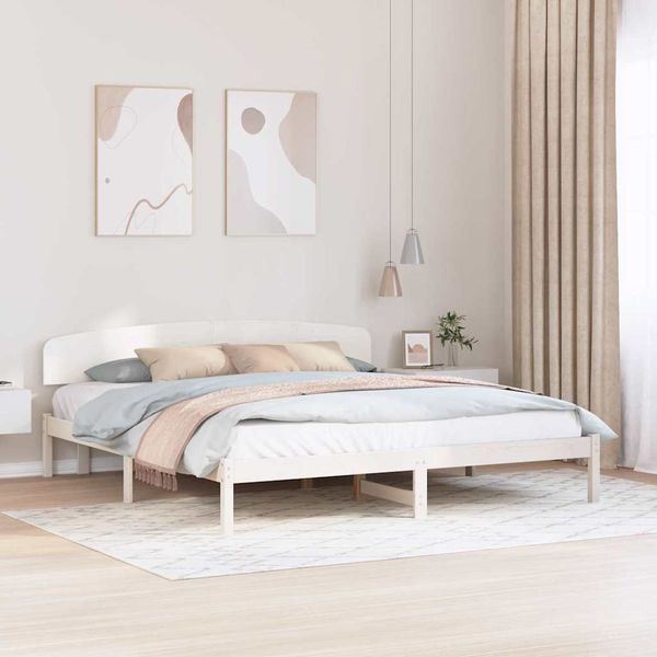 vidaXL Rám postele Biela 200 x 200 cm Masívne borovicové drevo