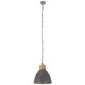 vidaXL Industriálna závesná lampa sivá železo a masívne drevo 46 cm E27