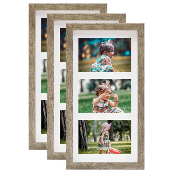 vidaXL 3D fotorámiky 3 ks, prírodné 18x35 cm na 3 fotky (10x15 cm)