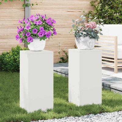 vidaXL Stojan na rastliny 2 pcs Biela 24 x 24 x 55 cm Oceľ