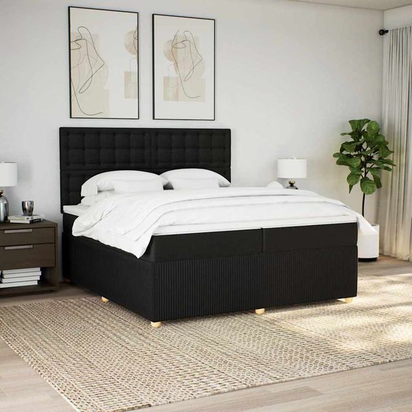 vidaXL Boxspring posteľ s matracom čierna 200x200 cm látka
