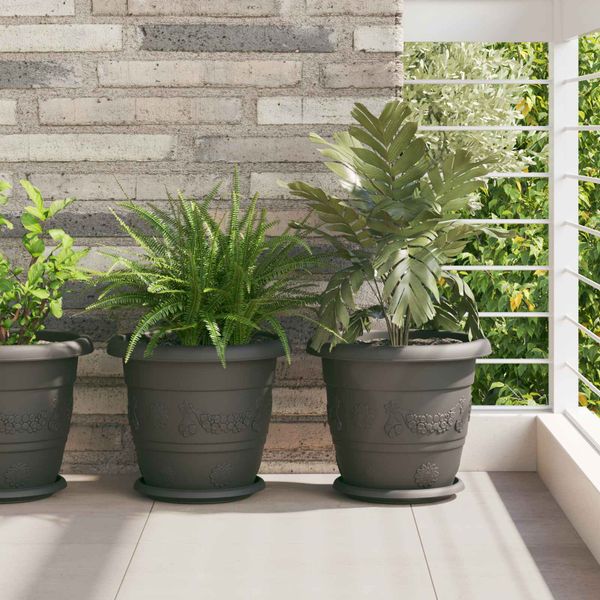 vidaXL Kvetináče 24 pcs Čierna Ø 30 x 25 cm Plast