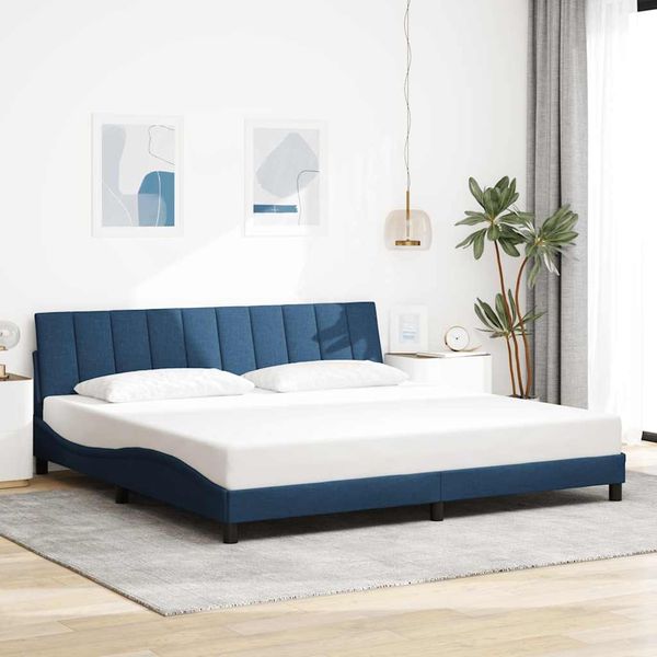 vidaXL Rám postele bez matraca Hanko modrá 200x200 cm látka