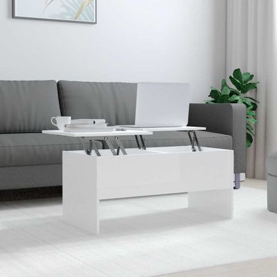 vidaXL Konferenčný stôl lesklý biely 102x50,5x46,5cm spracované drevo