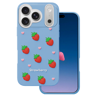 Púzdro Strawberry pre iPhone 17 Pro Max 6,9" / 18 Pro Max 6,9" modrá