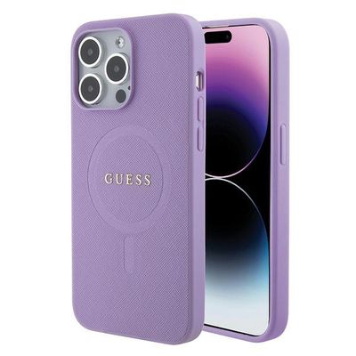 Puzdro Guess pre iPhone 15 Pro 6,1" GUHMP15LPSAHMCU fialové tvrdé puzdro Saffiano MagSafe